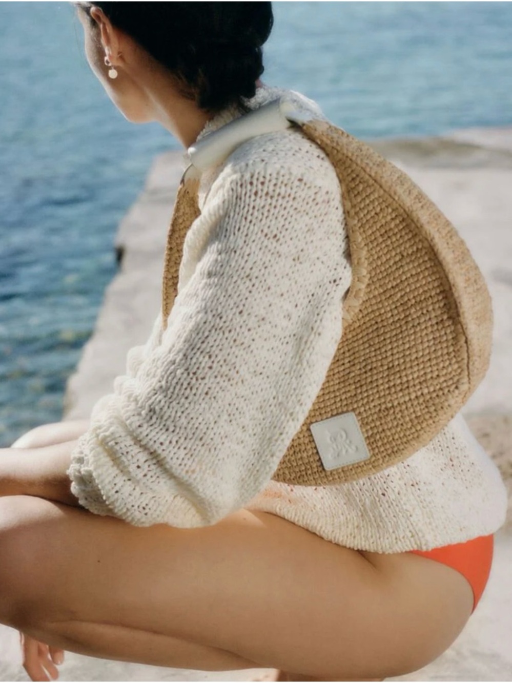 $395 STAUD for St. Regis Chic Moon Tote Bag Natural/Paper NWT